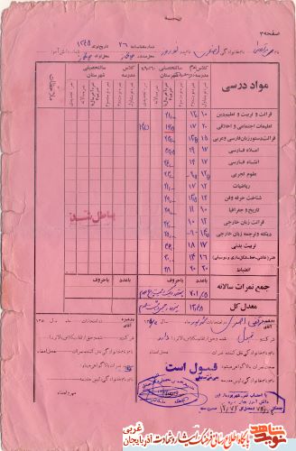 اسناد/مدارک شهید « مرتضی اصغری»