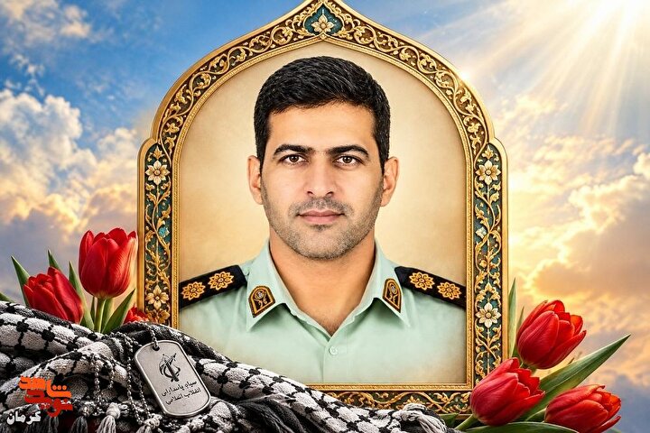 وداع با مدافع امنیت؛ پیکر مطهر سرهنگ شهید «مهدی جمشیدی پور» در زادگاهش بافت آرام می‌گیرد