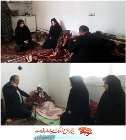 مددکاران بنیاد شهید و امور ایثارگران سلماس بهمراه پزشک پایش سلامت از والدین شهداء بمناسبت بزرگداشت سوم خرداد سالروز فتح خرمشهروروز مقاومت ایثار وپیروزی دیدار و گفتگو کردند.